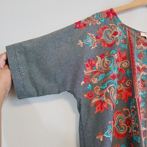 Umgee Women's Embroidered Short Sleeve Top Plus Size 2XL Boho Lagenlook - Picture 4 of 7